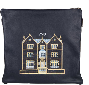 Prestige Leather Tallit & Tefillin Bag — 770 Design, Classic Collection (770B-NV7)