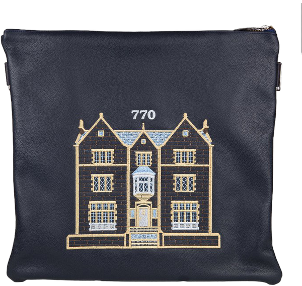 Prestige Leather Tallit & Tefillin Bag — 770 Design, Classic Collection (770B-NV7)