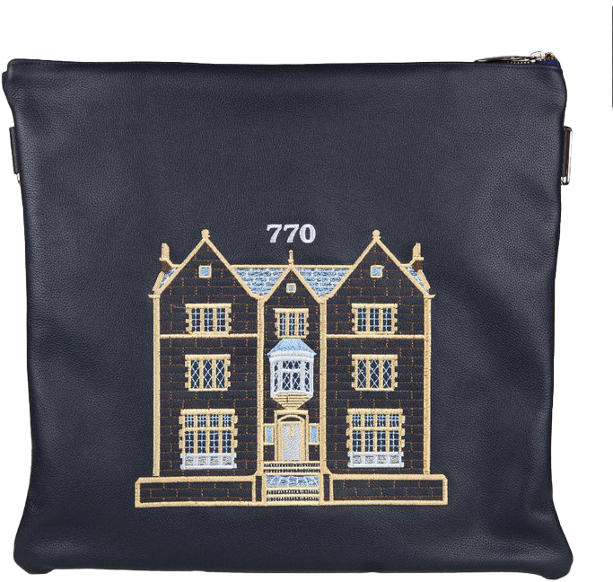 Prestige Leather Tallit & Tefillin Bag — 770 Design, Classic Collection (770B-NV7)