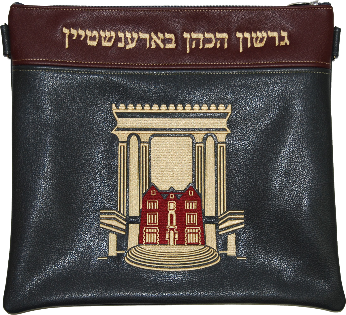 Prestige Leather Tallit & Tefillin Bag — Bais Hamikdash & 770 Design, Regal Collection (780F-CH)