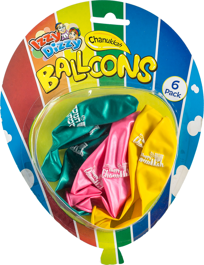 Chanukah Balloons 6-pack — Chanukah balloons in three colors | Judaica Square Lakewood