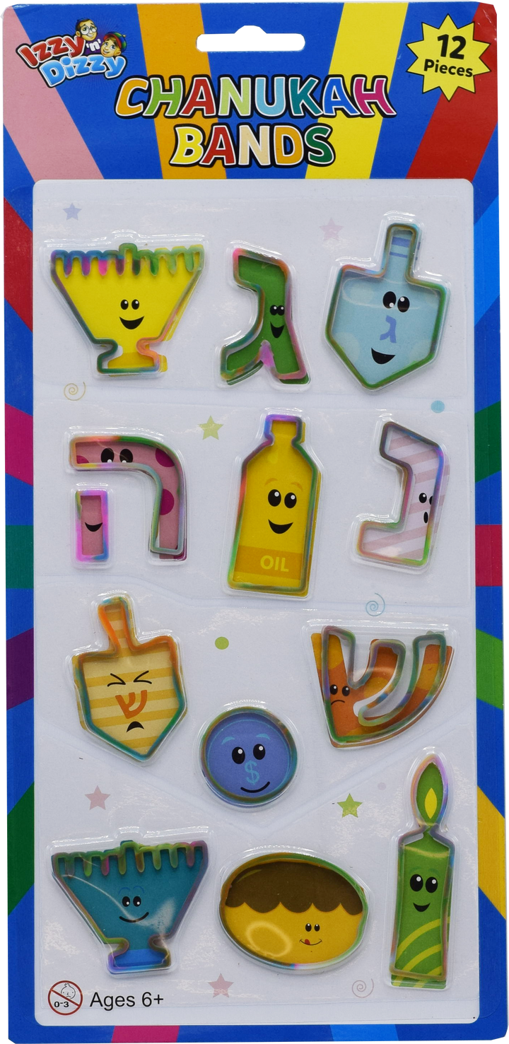 Chanukah Shaped Rubber Bands: stretch bands in holiday silhouettes