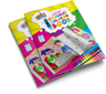 Chanukah Coloring Book — softcover book open to black-and-white menorah and dreidel line art | Judaica Square Lakewood