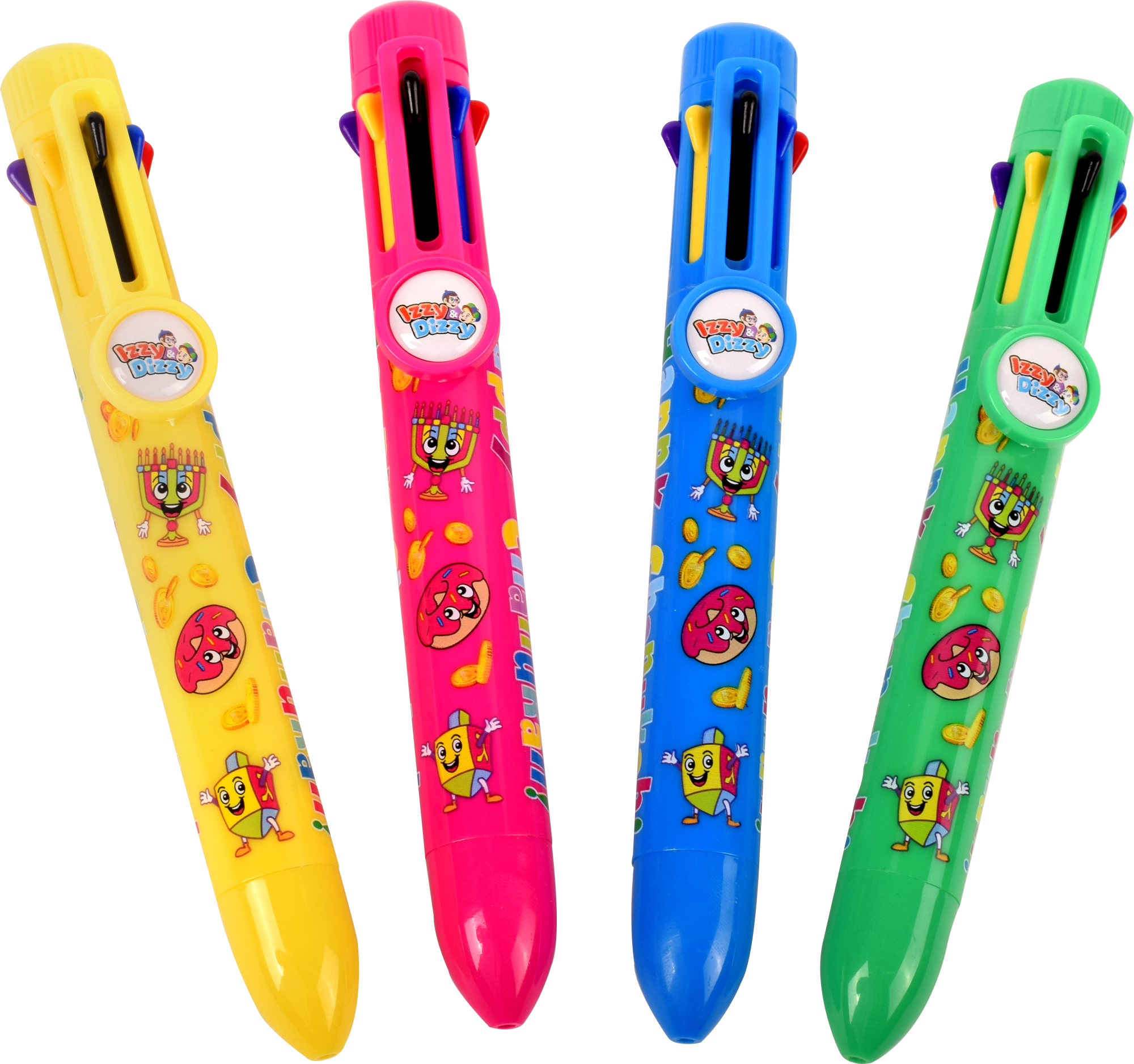 Chanukah 8-Color Shuttle Pens — Judaica Square