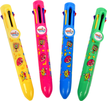 Chanukah 8-Color Shuttle Pen — multicolor click pen with Chanukah design | Judaica Square Lakewood