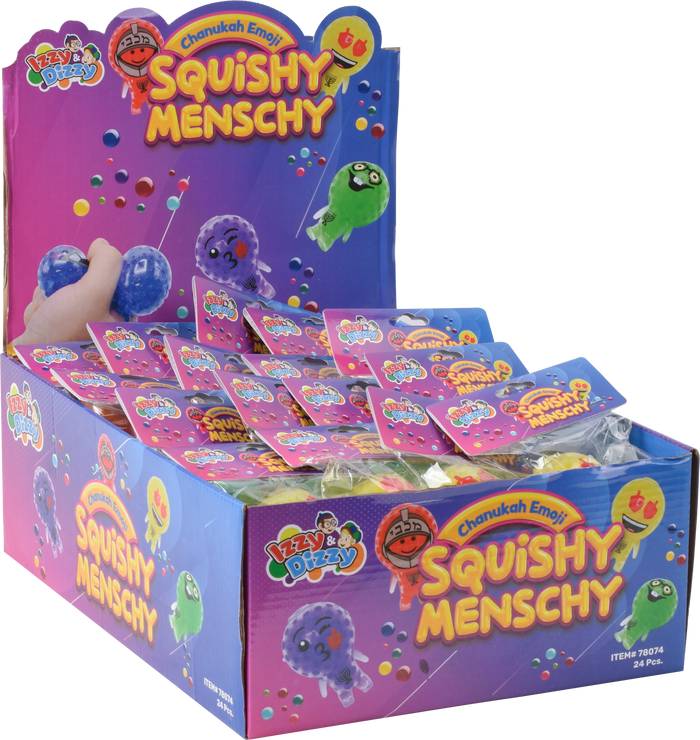Chanukah Squishy Menchy — soft squeeze character in holiday colors | Judaica Square Lakewood