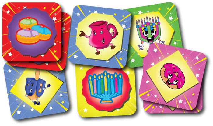 Chanukah Memory Game — matching game tiles printed with Chanukah pictures | Judaica Square Lakewood