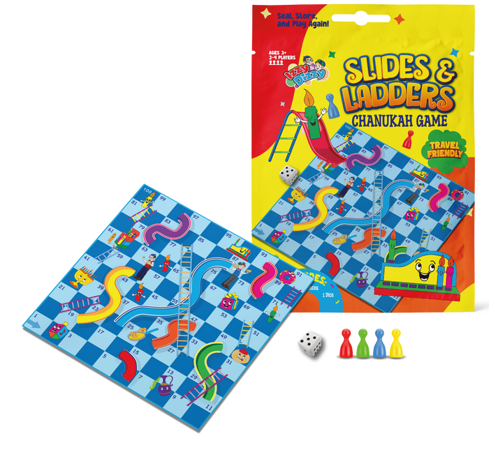 Chanukah Slides-n-Ladders Game, Travel — compact travel game board in English | Judaica Square Lakewood