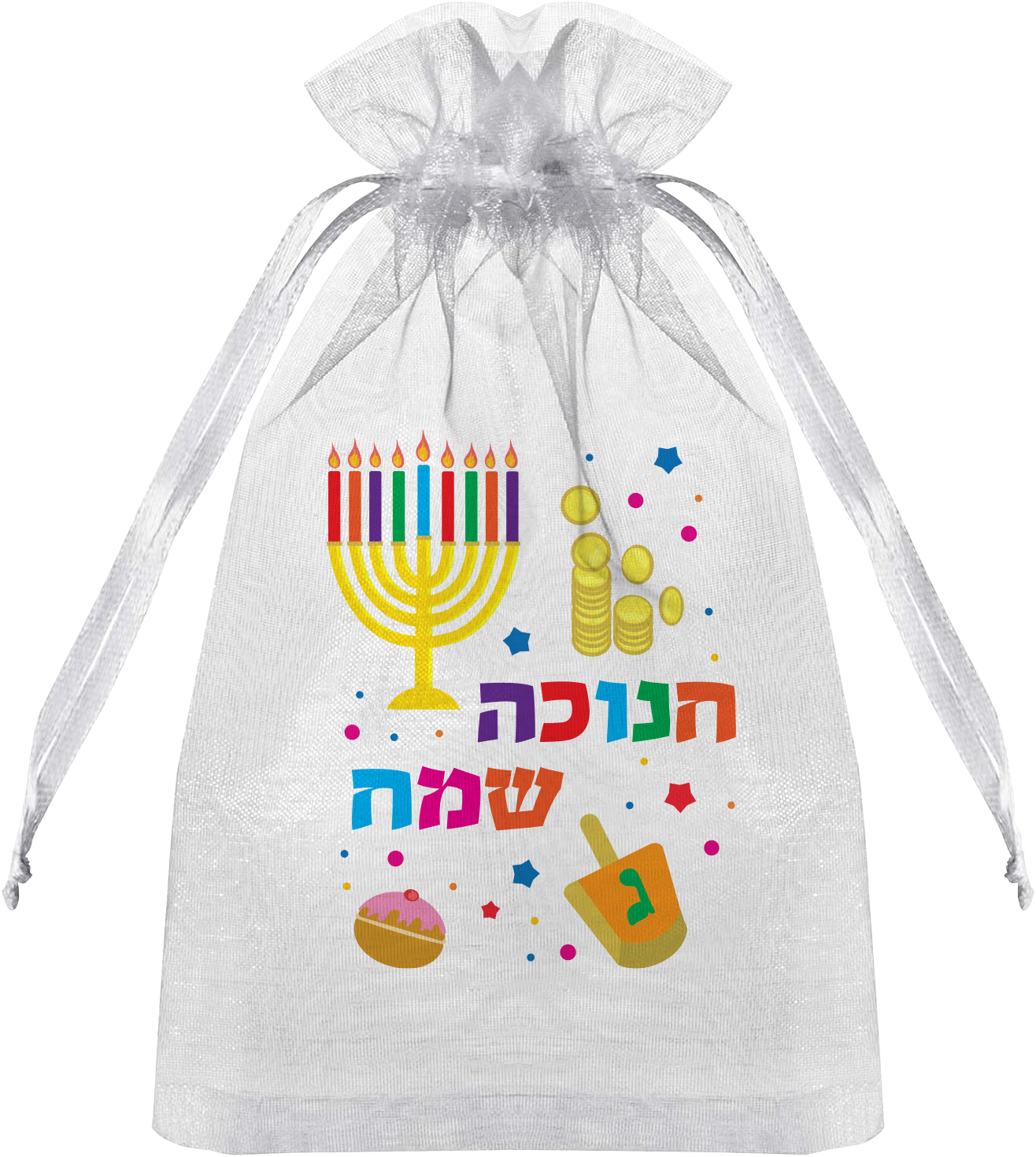 Chanukah Mesh Bag with Colored Print - 5" X 7" — Judaica Square