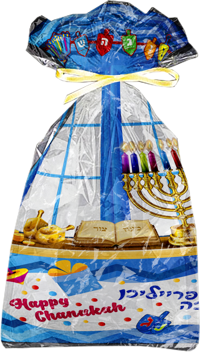 Chanukah Cello Bags, additional size — clear printed cellophane favor bags | Judaica Square Lakewood