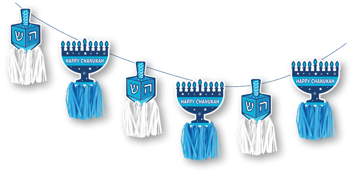 Chanukah Fringe Banner — fringed banner hung across a doorway | Judaica Square Lakewood