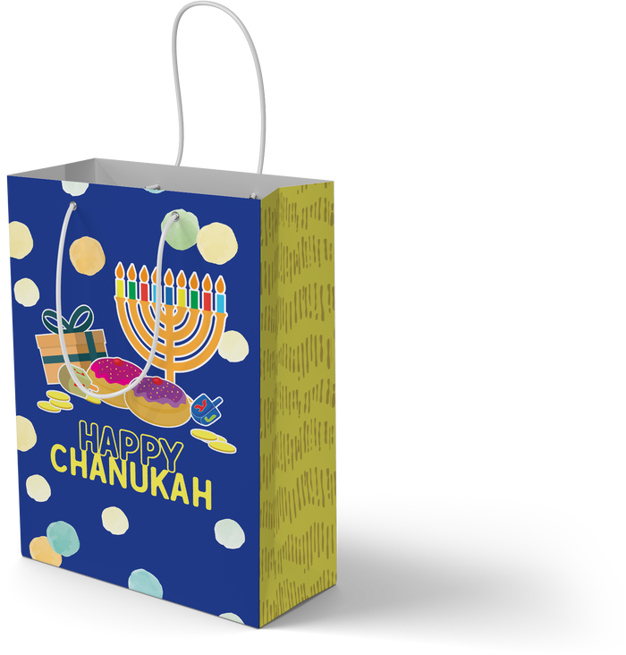 Chanukah Gift Bag English 8" x 12" — medium bag with English greeting | Judaica Square Lakewood