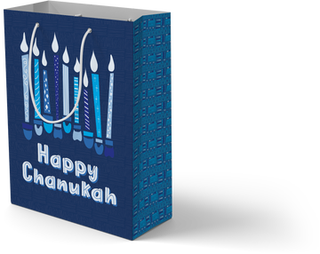 Chanukah Gift Bag 12" x 15" — large printed gift bag with handles | Judaica Square Lakewood