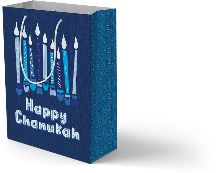 Chanukah Gift Bag 12" x 15" — large printed gift bag with handles | Judaica Square Lakewood