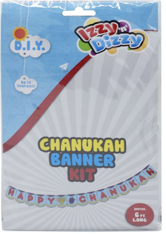 Chanukah Banner Kit — hanging Chanukah party banner strung across a doorway | Judaica Square Lakewood