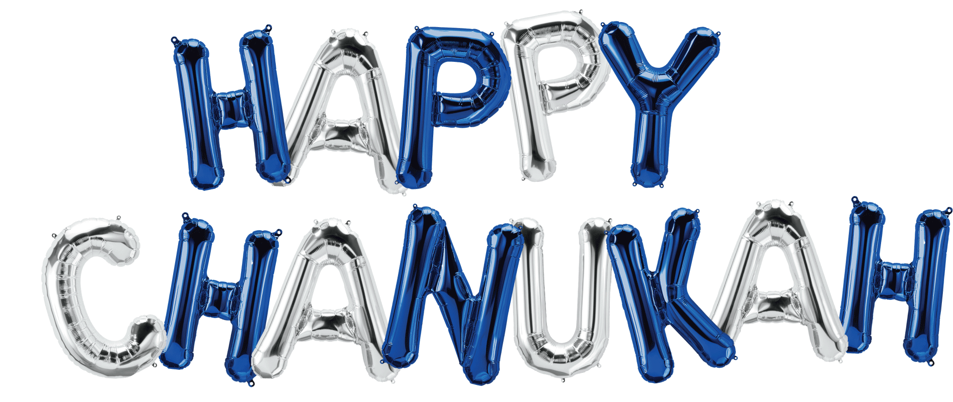 Happy Chanukah Letter Balloons - Silver and Blue — Judaica Square