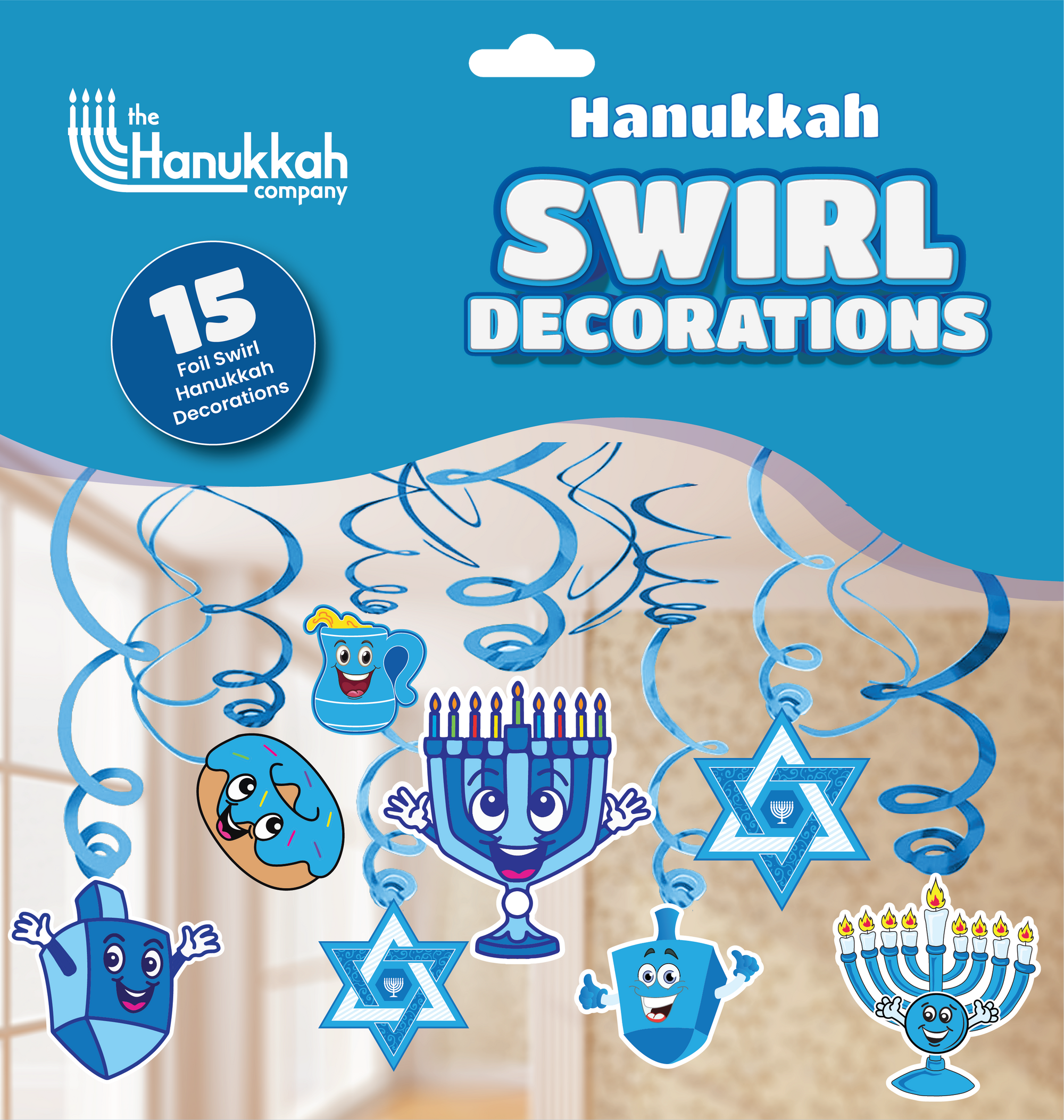 Chanukah Swirl Decorations - Blue & White — Judaica Square