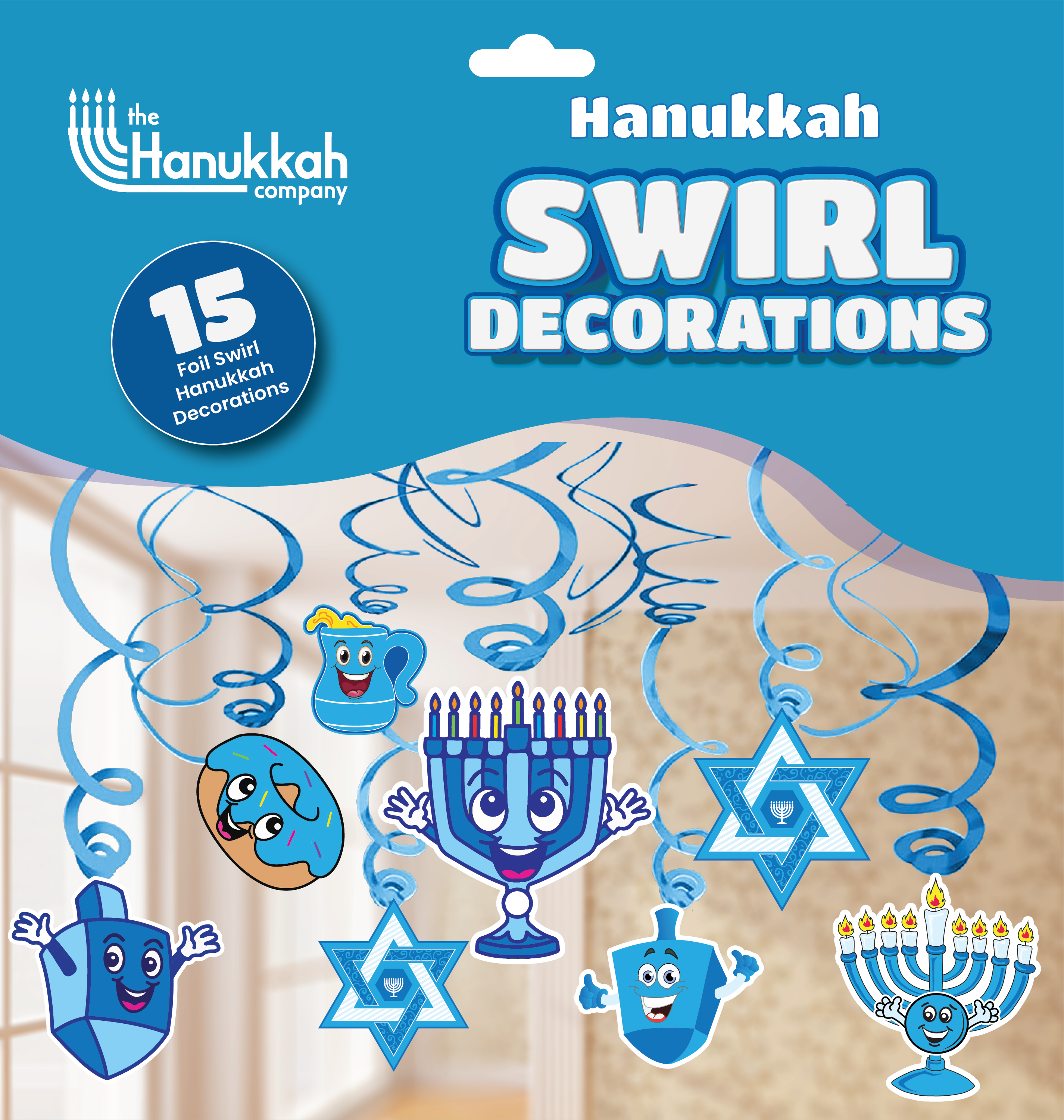 Chanukah Swirl Decorations - Blue & White — Judaica Square