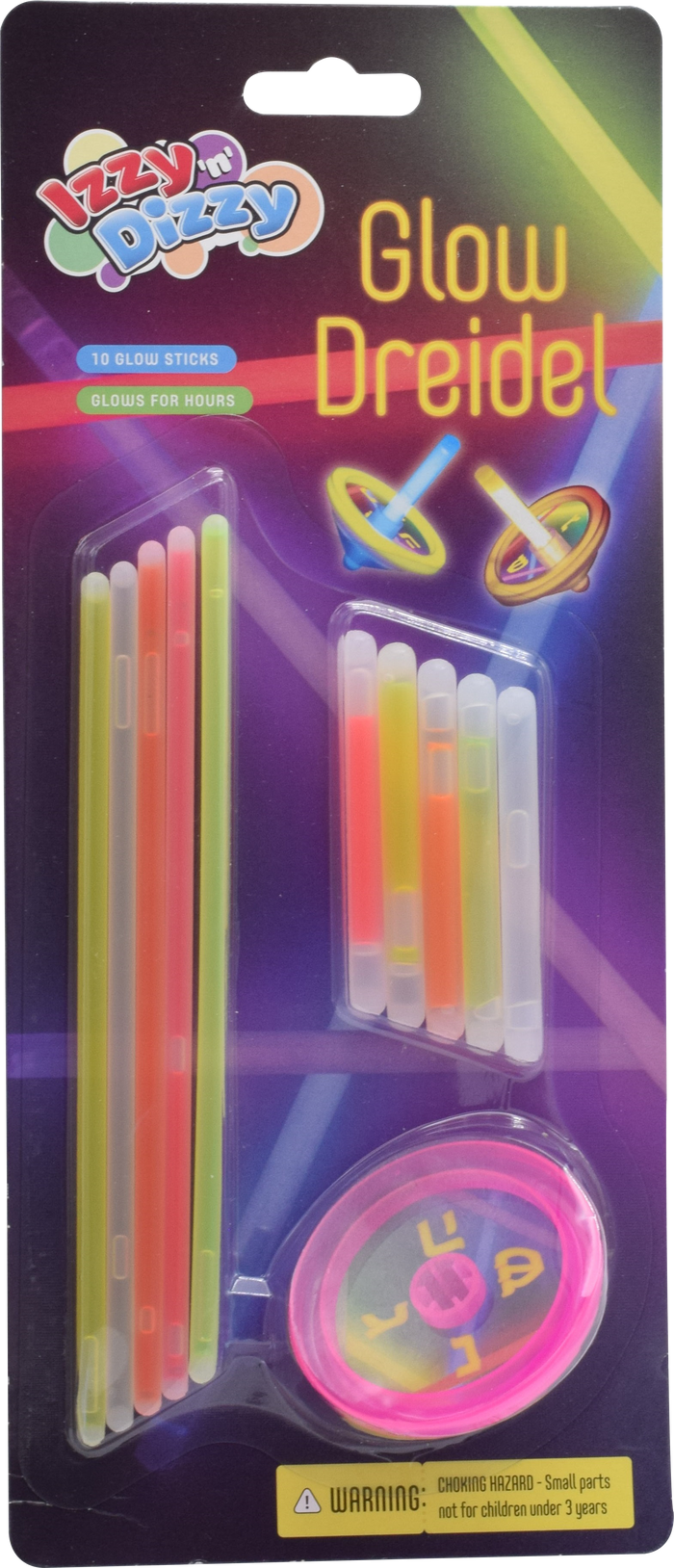 Glow Dreidels — glow-in-the-dark plastic dreidels lit in a dark room | Judaica Square Lakewood
