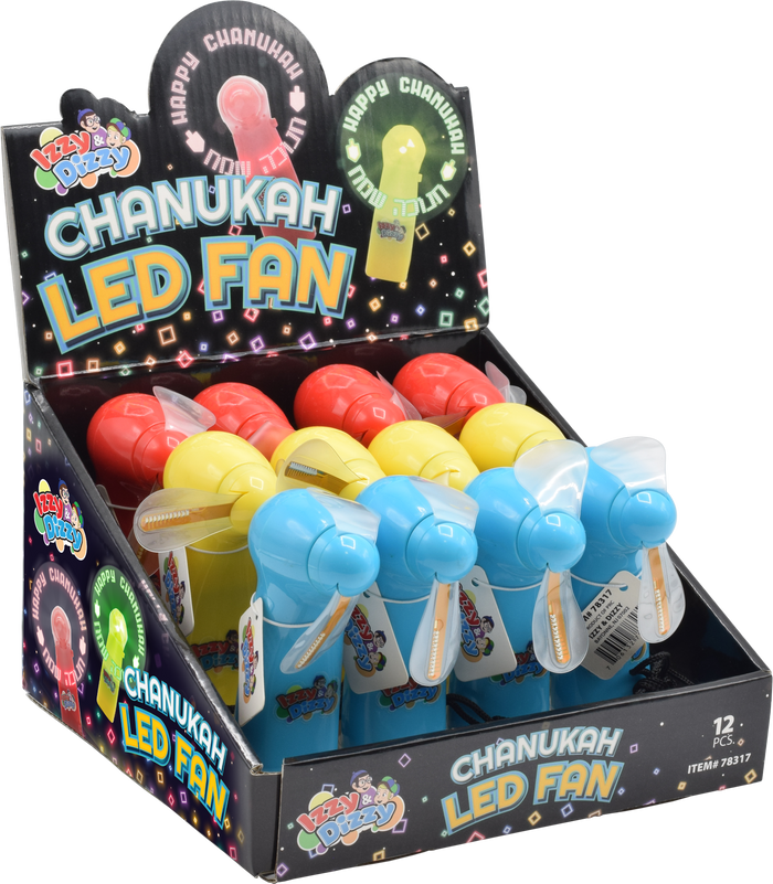 Chanukah LED Fan — handheld spinning fan with lit LED display | Judaica Square Lakewood