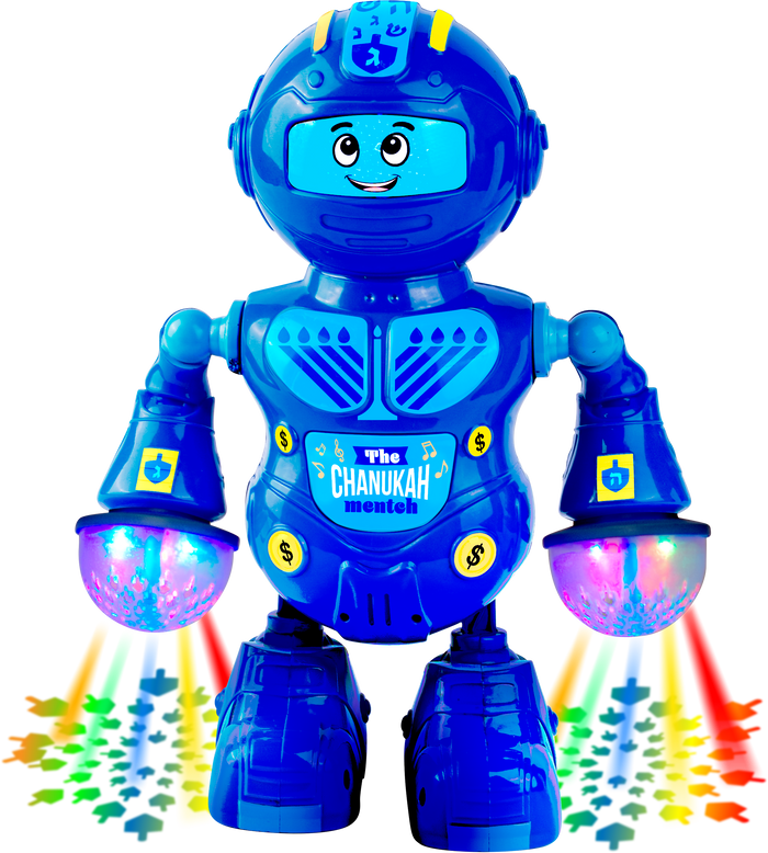Chanukah Mentsch Dancing Robot — standing toy robot figure in Chanukah dress | Judaica Square Lakewood