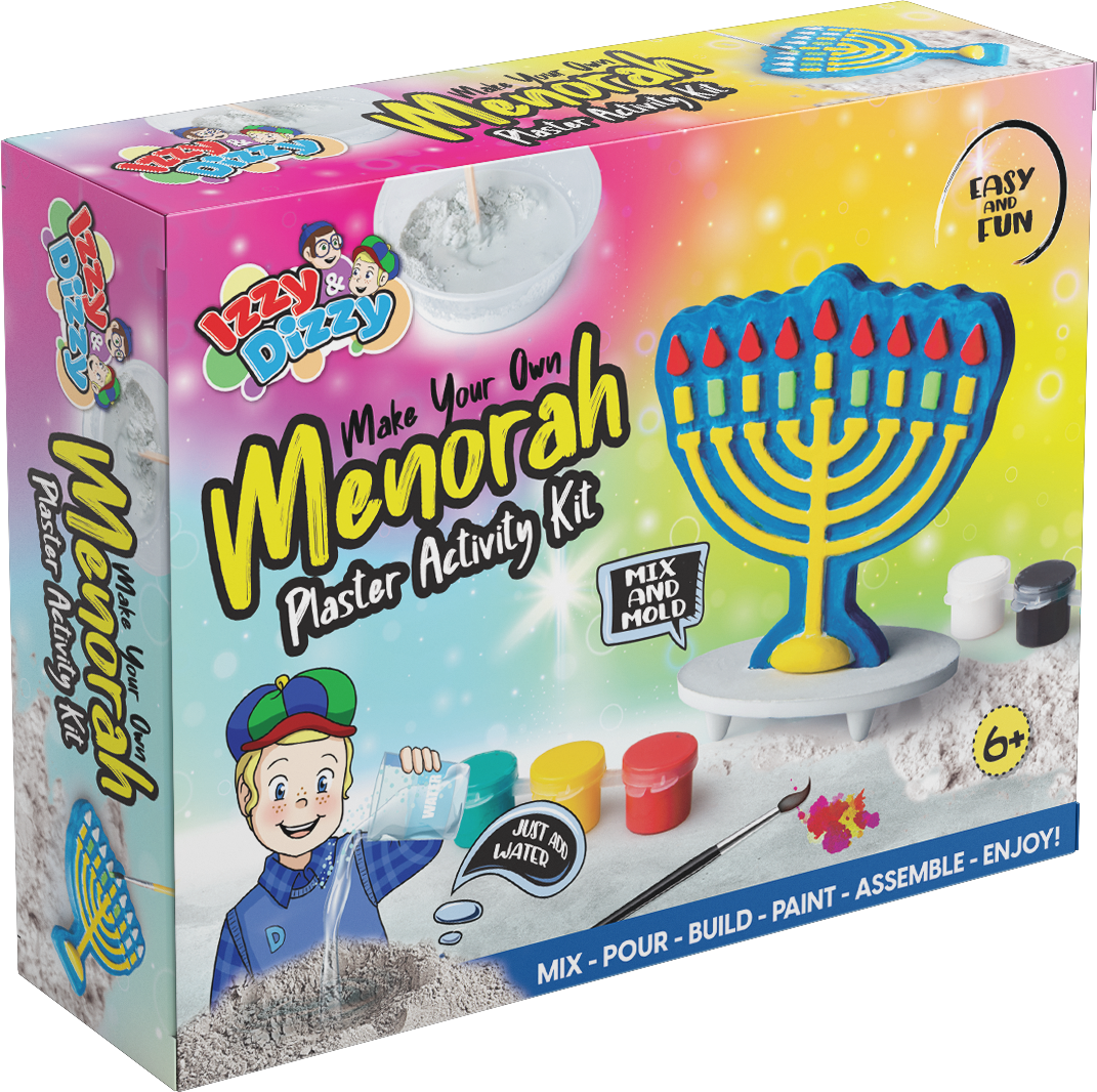 Dizzy Rascal Plastering Menorah Plaster Activity Kit – Izzy & Dizzy | Judaica Square