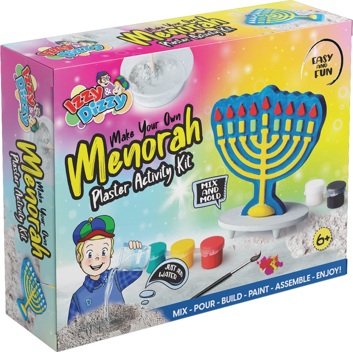 Menorah Plaster Activity Kit — plain white plaster menorah ready to decorate | Judaica Square Lakewood