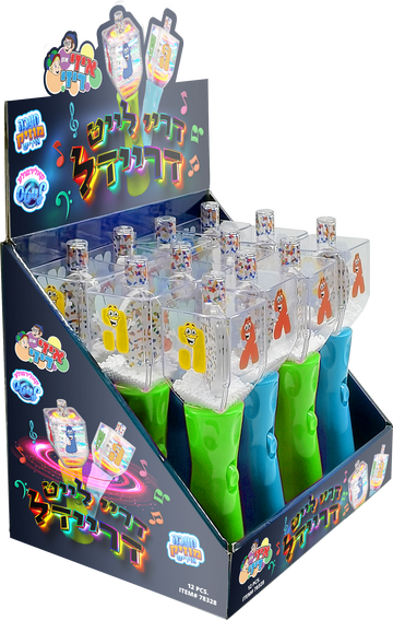 Yiddish Musical Light-Up Dreidel — spinning dreidel toy glowing with coloured lights | Judaica Square Lakewood