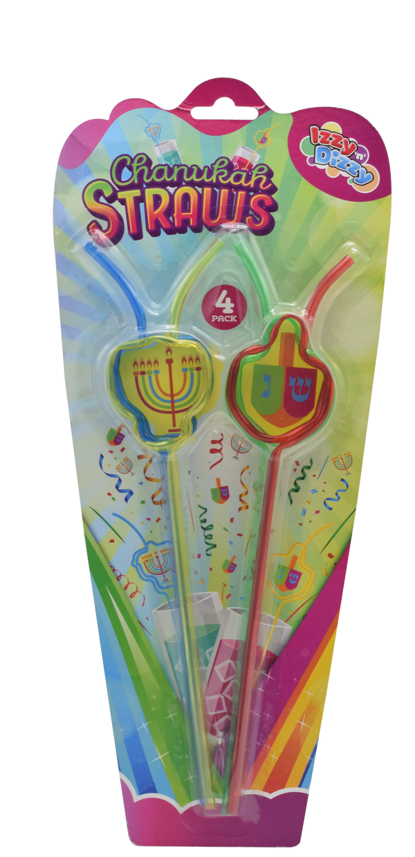 4pk Chanukah Shaped Straws — Judaica Square
