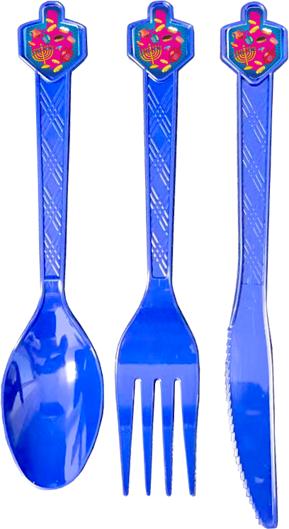 Dreidel Cutlery Set NM78373 — party flatware with dreidel-motif handles | Judaica Square Lakewood