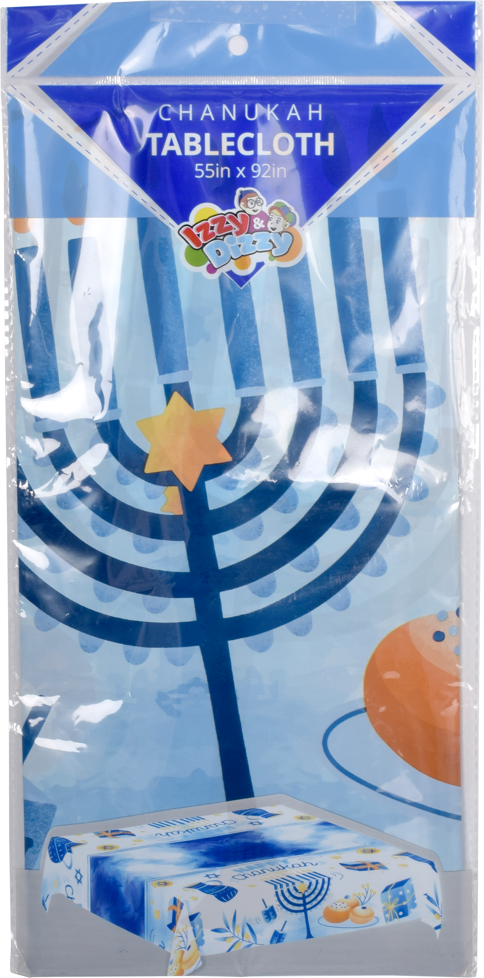1 Pk. Disp. Chanukah Table Cloth - Blue Design — Judaica Square
