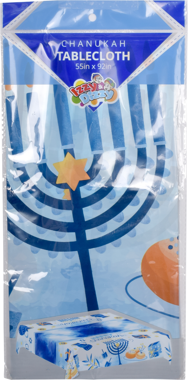 1 Pk. Disp. Chanukah Table Cloth - Blue Design — Judaica Square