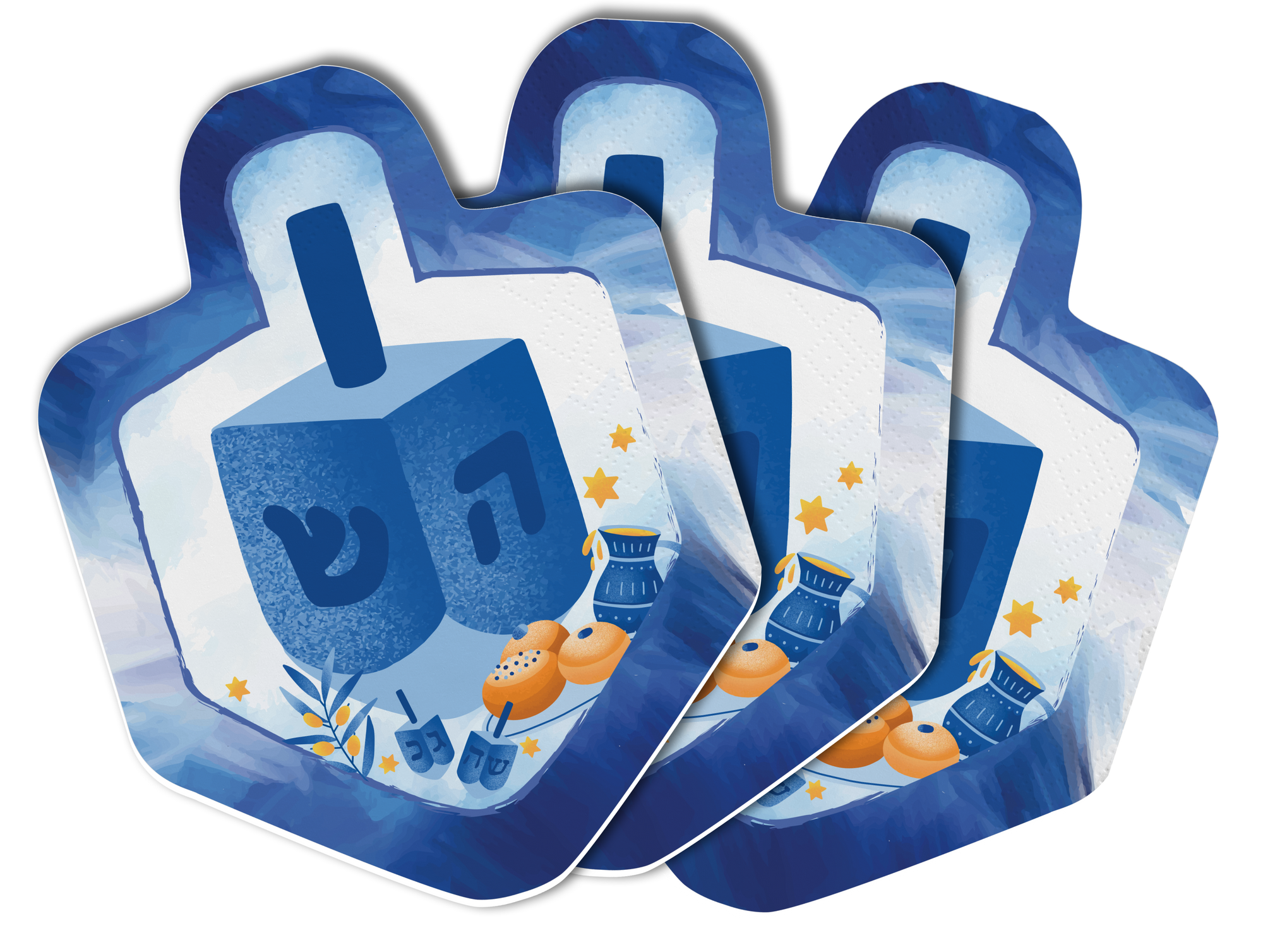 Dreidel Shaped Napkin- Blue & White Design — Judaica Square