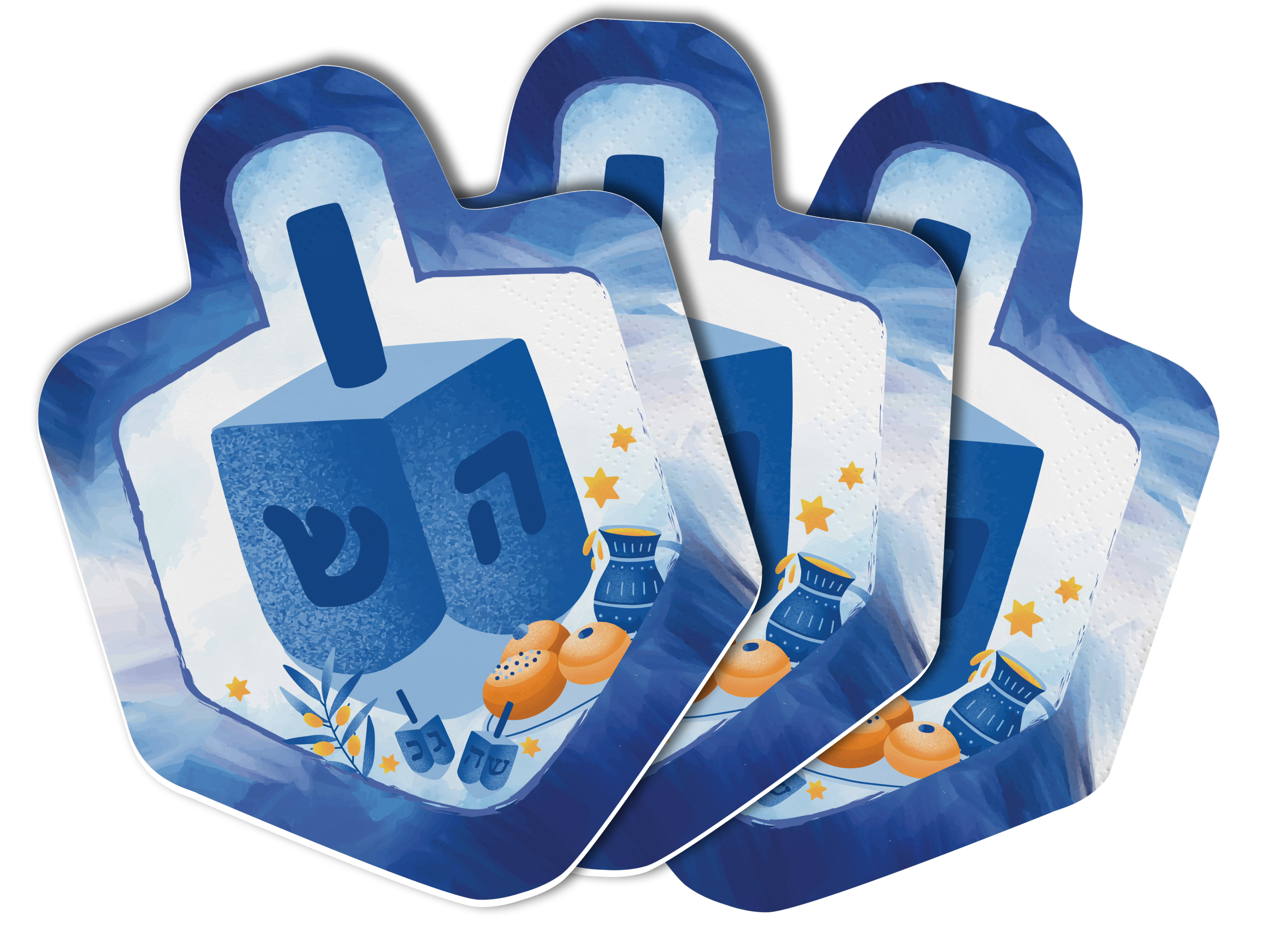 Dreidel Shaped Napkin- Blue & White Design — Judaica Square