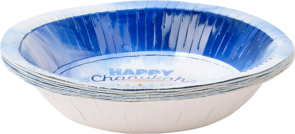 10pk Chanukah Soup Bowls - Blue Design — Judaica Square