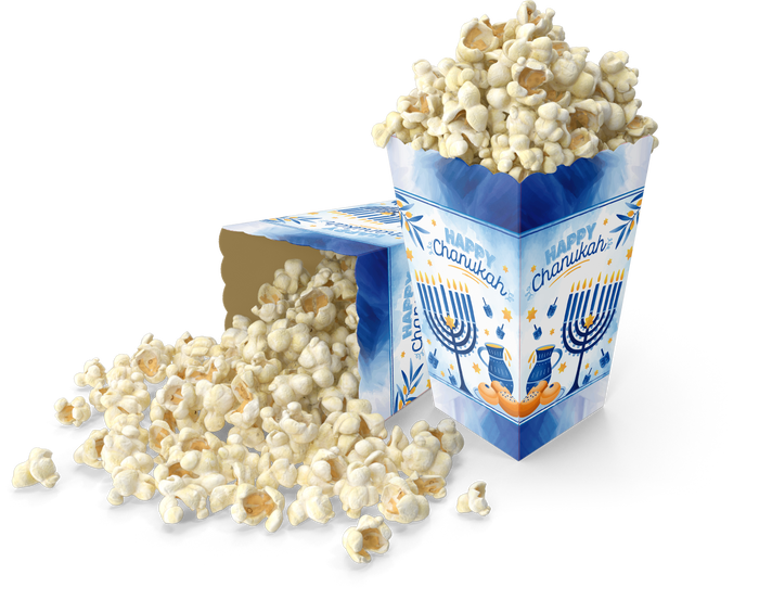 Chanukah Popcorn Box — holiday-print snack box, style NM78391 | Judaica Square Lakewood