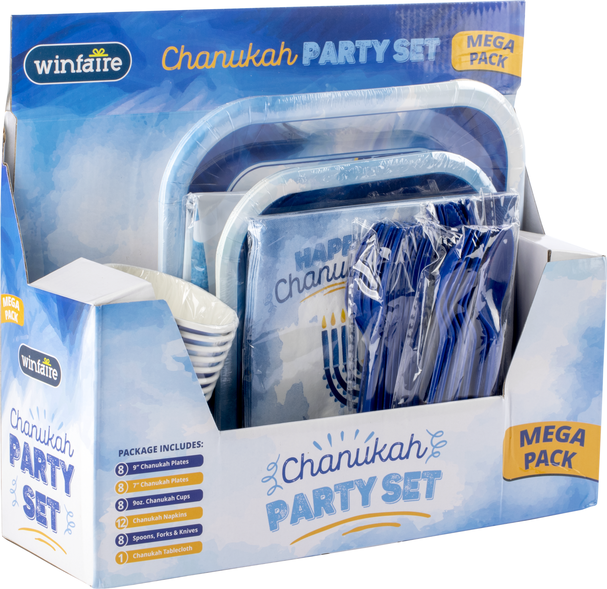 Mega Family Pack of Paper Goods - Blue Design — Judaica Square