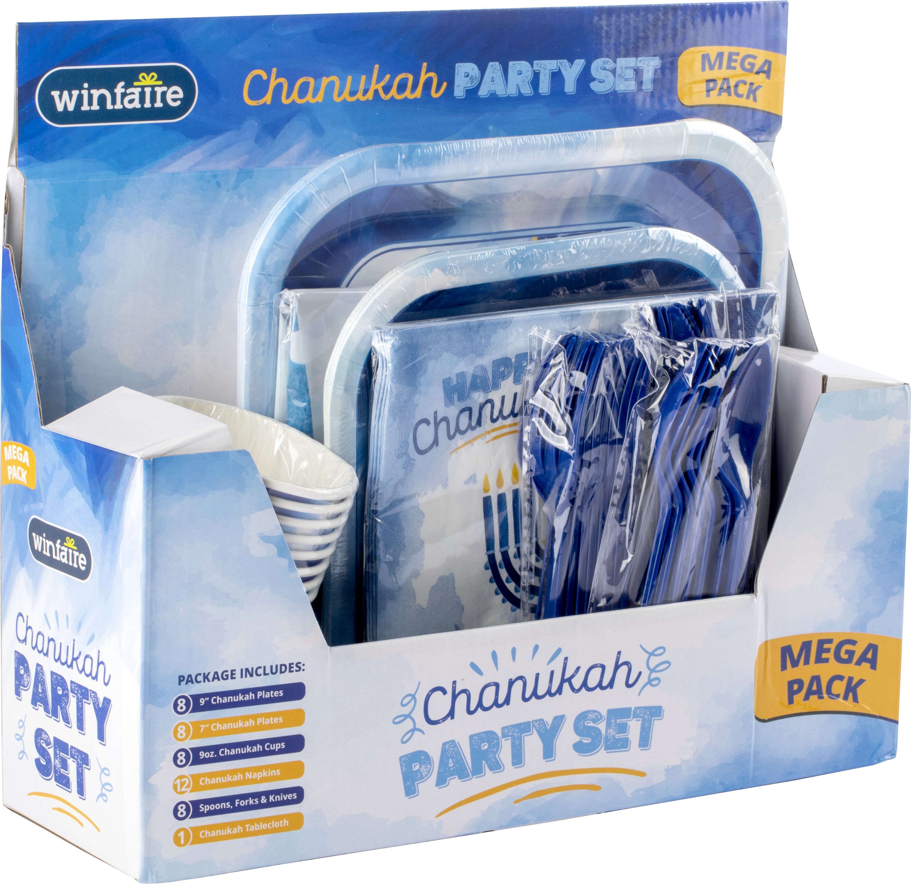 Mega Family Pack of Paper Goods - Blue Design — Judaica Square