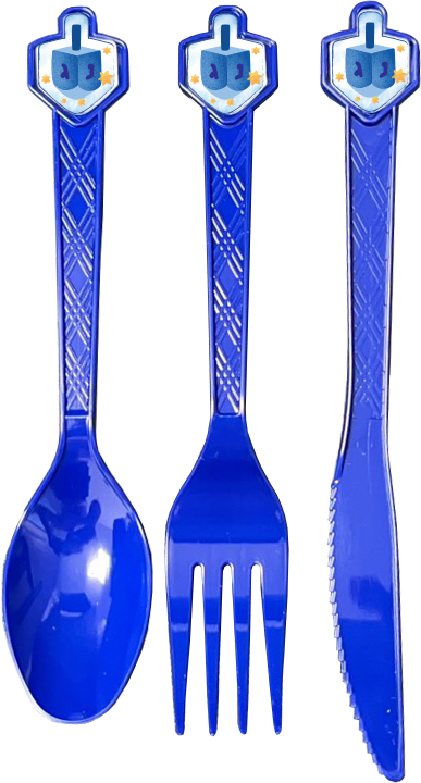Dreidel Cutlery Set NM78393 — dreidel-handled disposable party cutlery | Judaica Square Lakewood