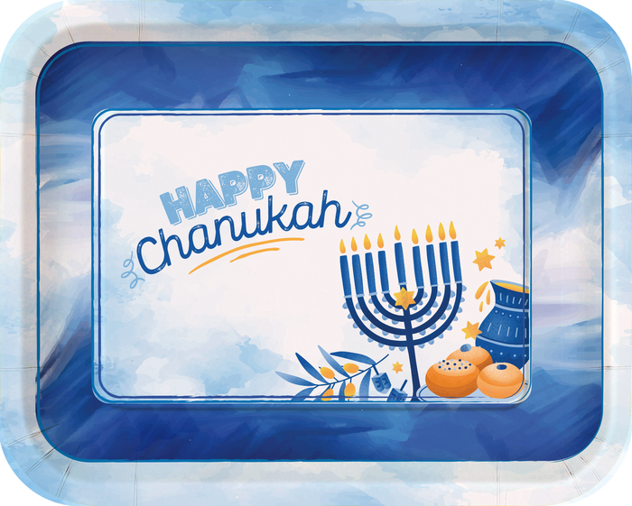 Chanukah Serving Tray, Blue & White — blue and white party tray | Judaica Square Lakewood