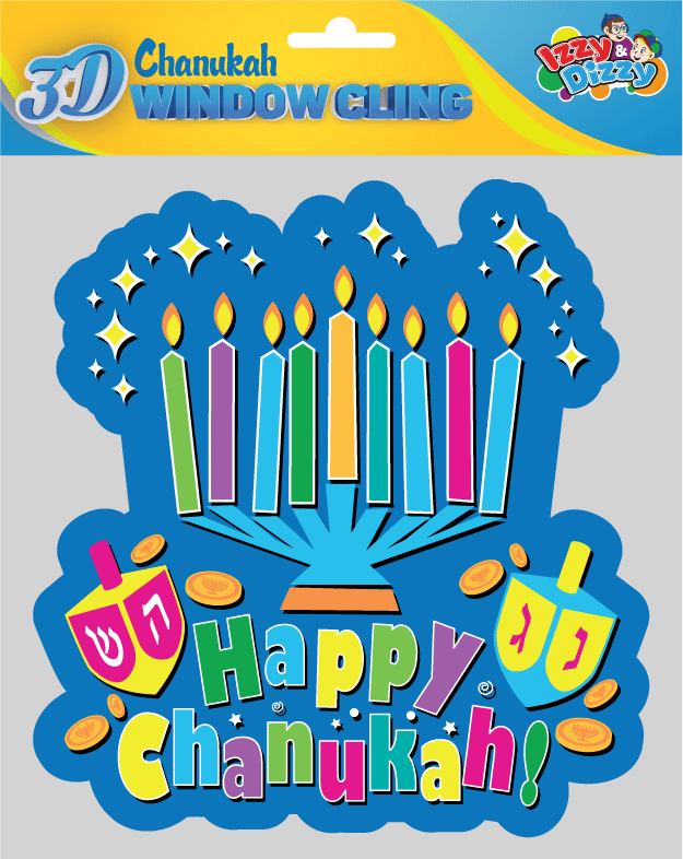 Chanukah Window Cling — Chanukah window cling pressed onto a glass pane | Judaica Square Lakewood