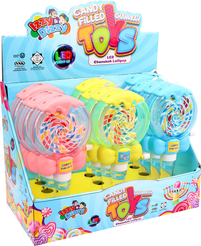 Candy-Filled LED Lollipop Toy — large lollipop-shaped toy lit by colored LEDs on a handle | Judaica Square Lakewood