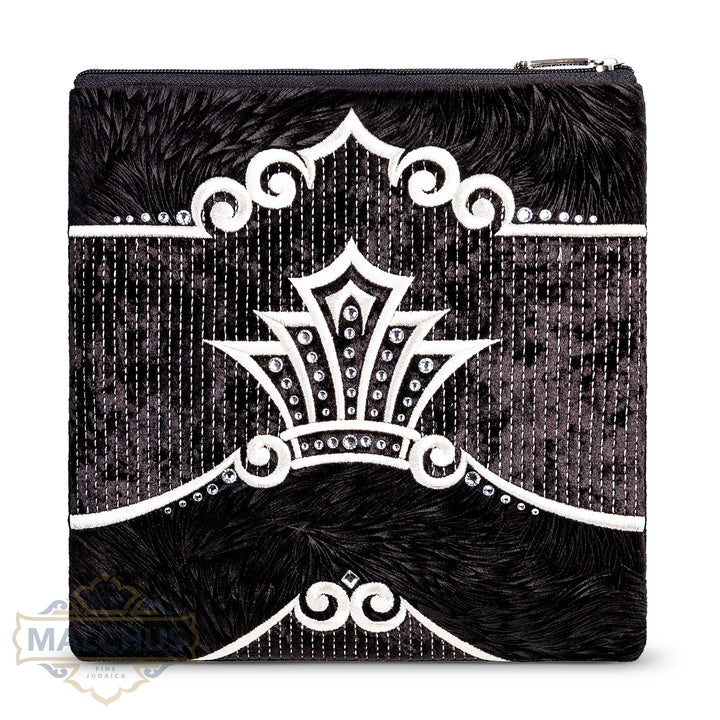 Black Velvet Tallis & Tefillin Bag with Silver Embroidery #793