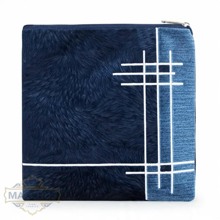 Black Velvet Tallis & Tefillin Bag with Silver Embroidery #799