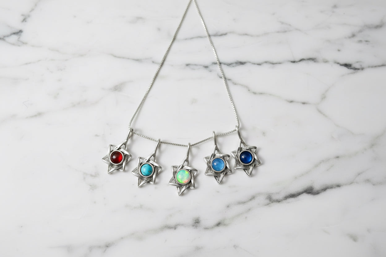 Sterling Star of David pendant with deep blue lapis lazuli stone | Judaica Square Lakewood (view 12)