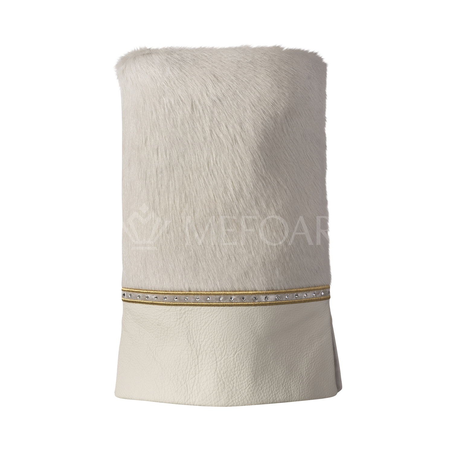 Fur and Leather Torah Mantle - Style 381 - White - Image 2