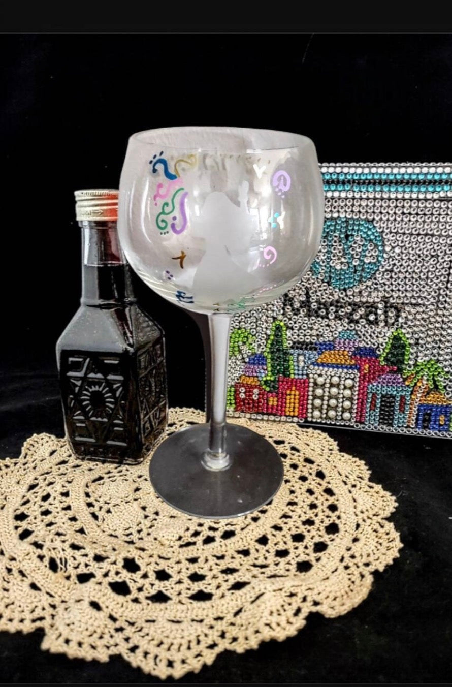 Seder cup set — three etched glasses painted with purple grapes | Judaica Square Lakewood (view 5)