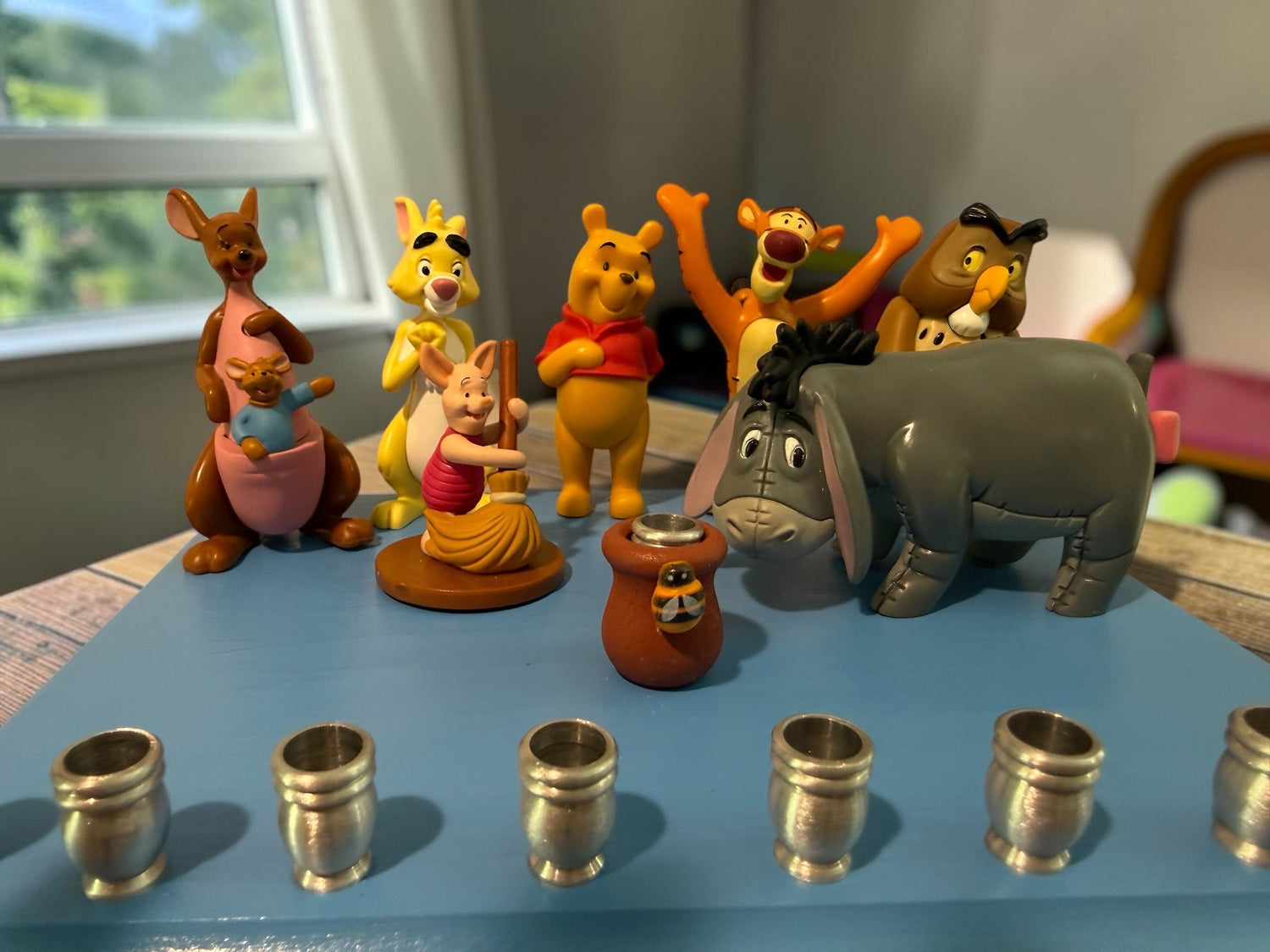 Classic Winnie the Pooh Menorah — Pooh and Tigger figures with honey pot shamash | Judaica Square Lakewood (view 10)