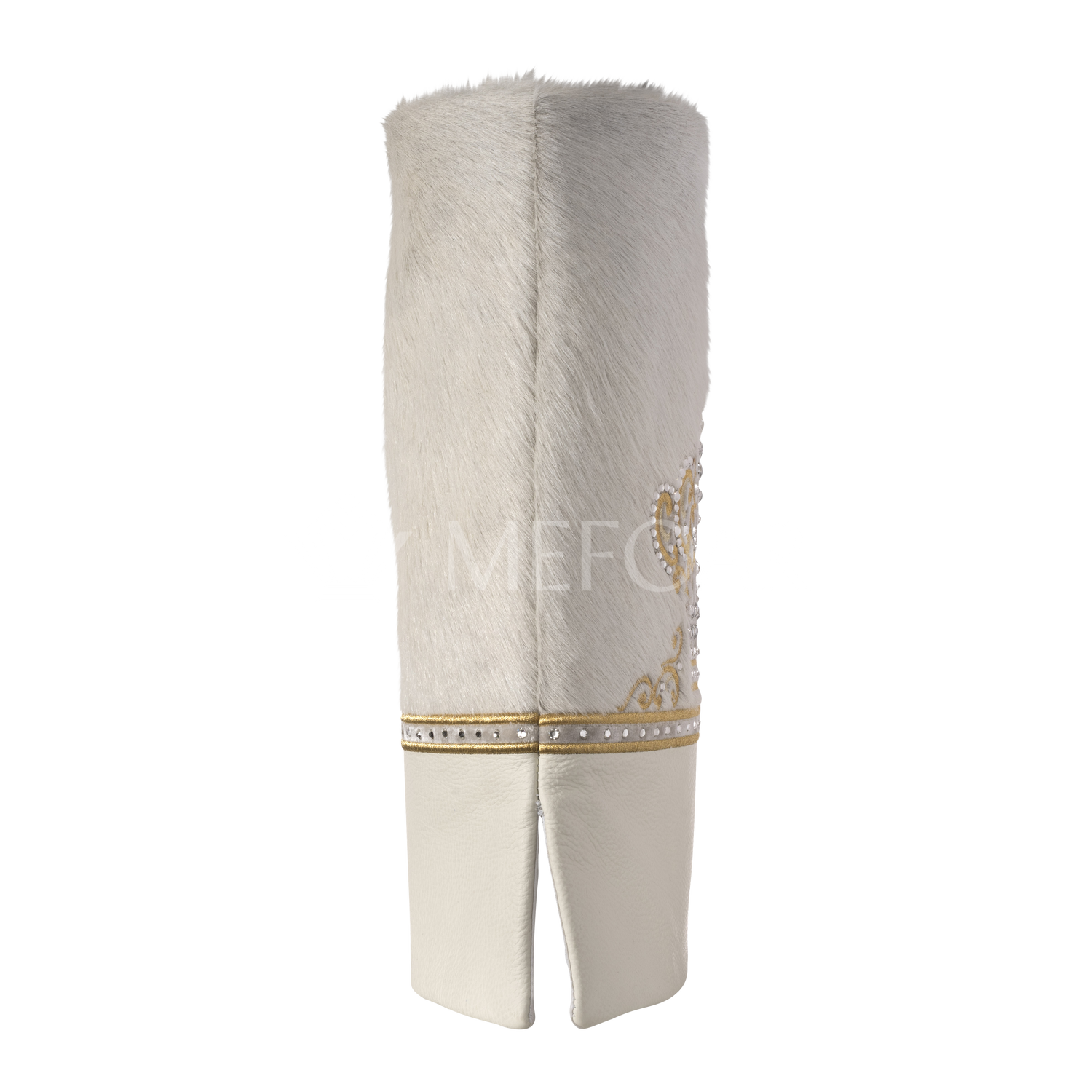 Fur and Leather Torah Mantle - Style 381 - White - Image 4