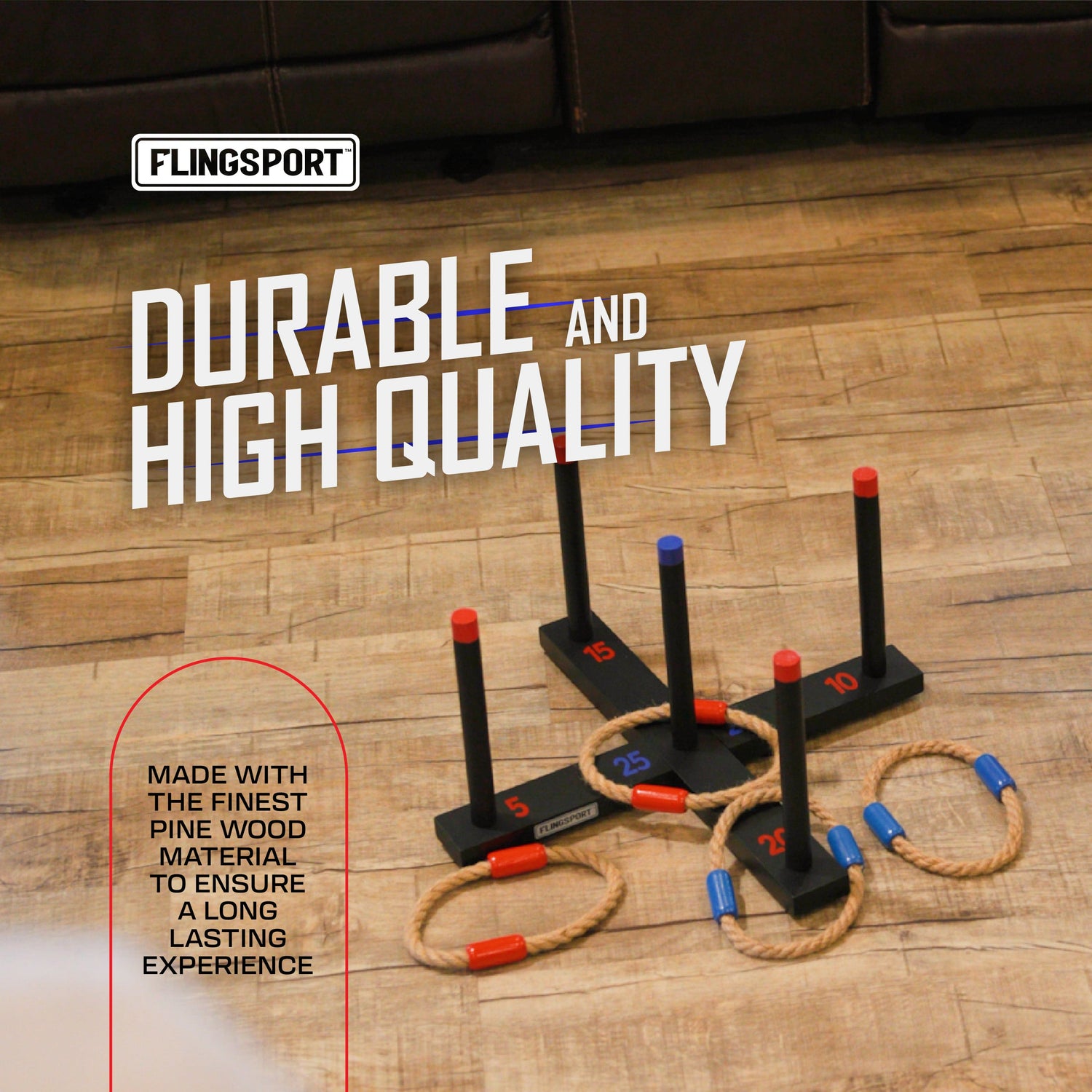 FlingSport Ring Toss Game - Classic Outdoor & Indoor Family Game — product view, view 7 | Judaica Square Lakewood